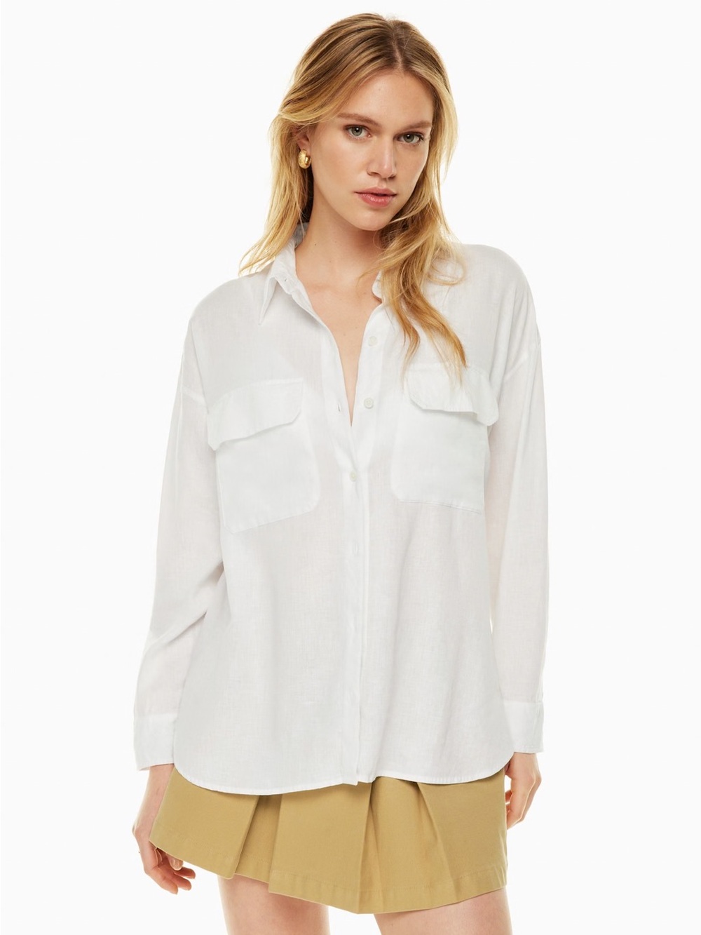 ARITZIA Wilfred Free Steady Linen Utility Shirt in White size Large